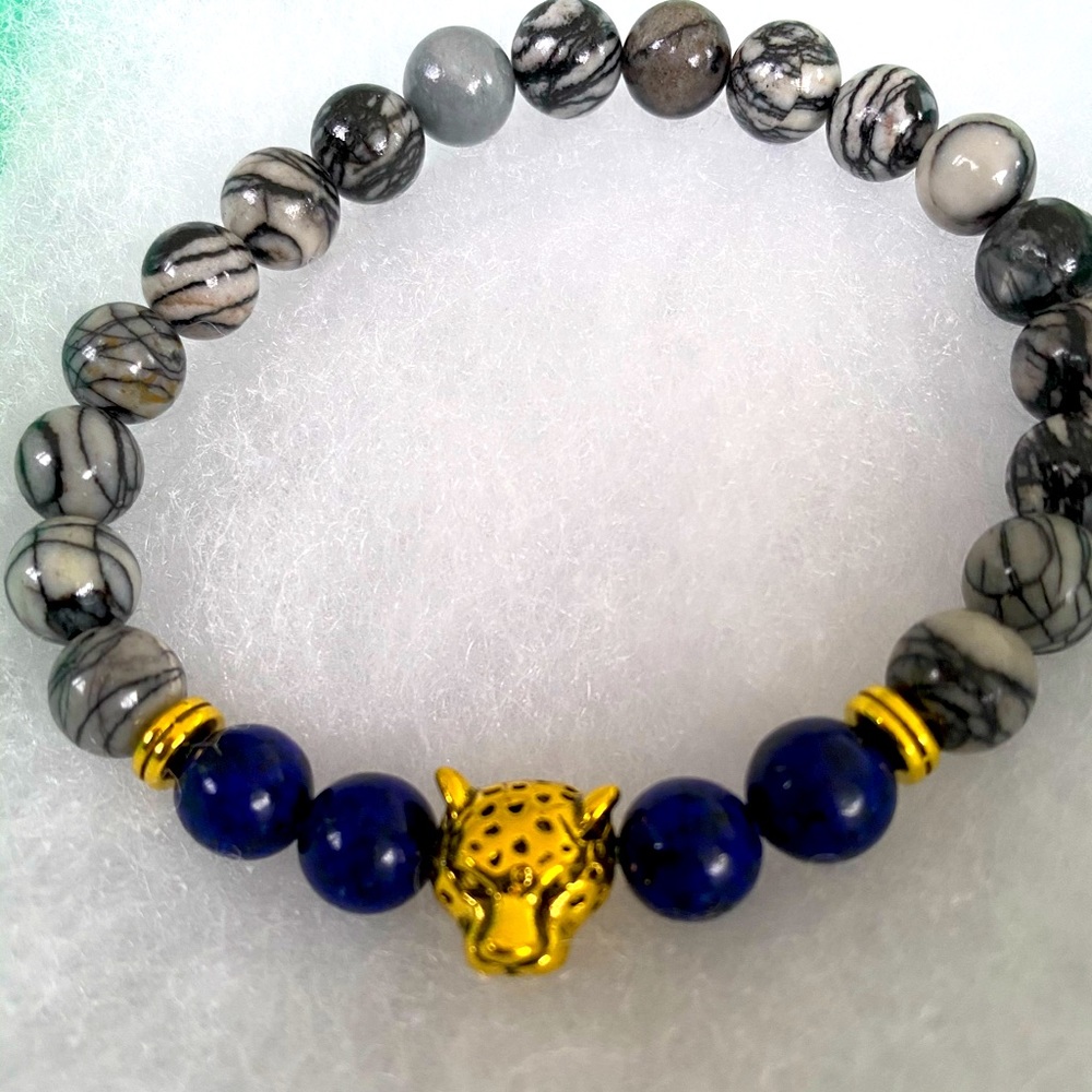 Blue Weathering Stone Leopard 🐆 Bracelet